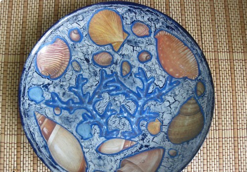 Кракелюр и декупаж тарелки.