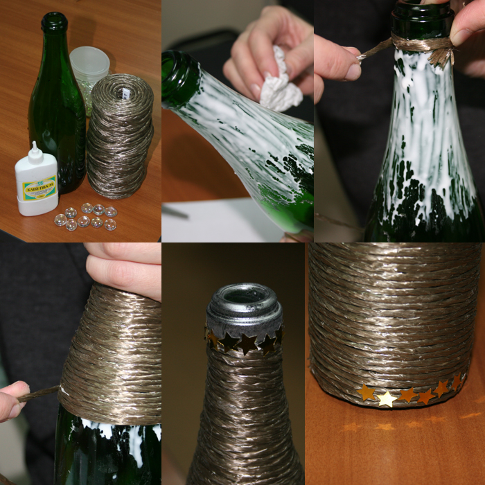 Украшаем бутылку из-под шампанского