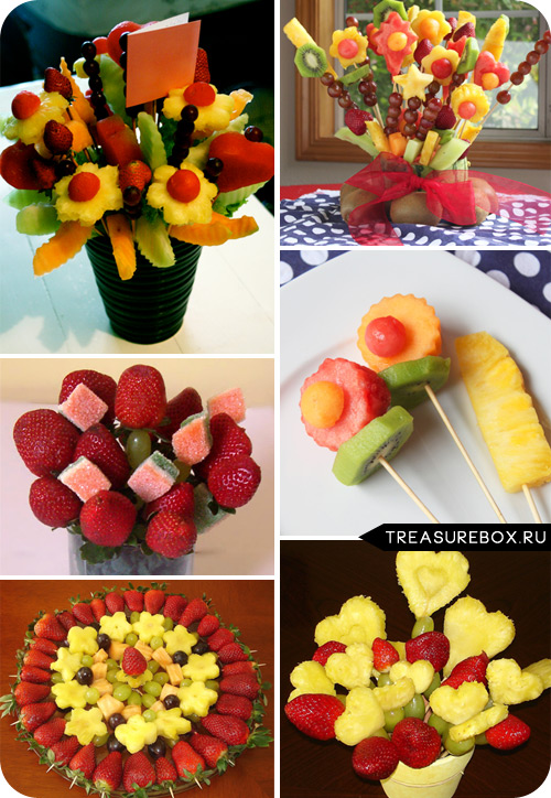 Как сделать цветы и букеты из фруктов своими руками