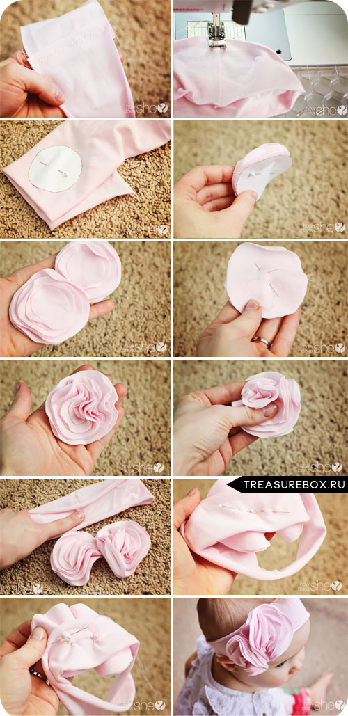 Как сделать повязки на голову для новорожденной своими руками